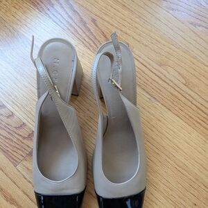 M. Gemi Tan and Black Slingback Heels